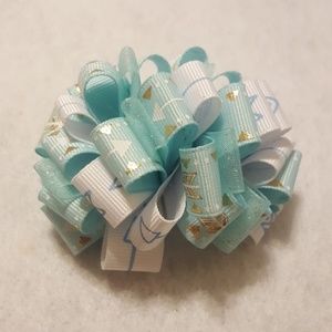 Custom made blue arrow theme hair bow